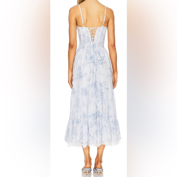 V Chapman Lara Gown in Blue Tapestry Rose Size 2 - Picture 3 of 3